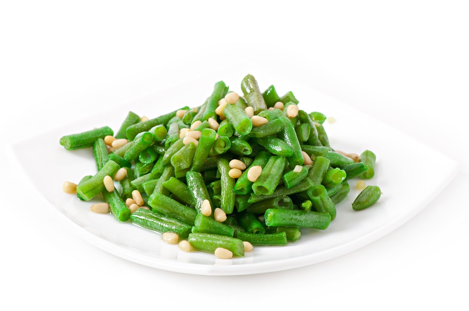 Haricots verts cuits aux pignons de pin : un légume de la zone violette, une fois par mois
